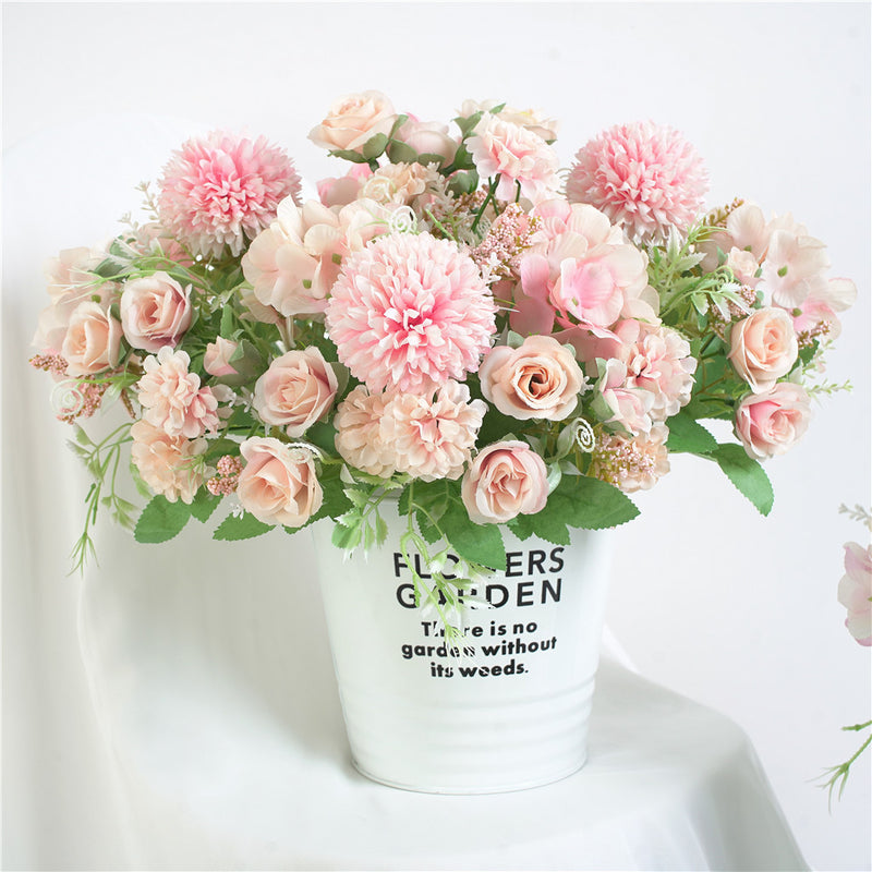 Bouquet de fleurs artificielles en vrac de 12 pouces, buisson de pivoines, buisson de chrysanthèmes, bouquet floral mixte, vente en gros de fleurs en soie