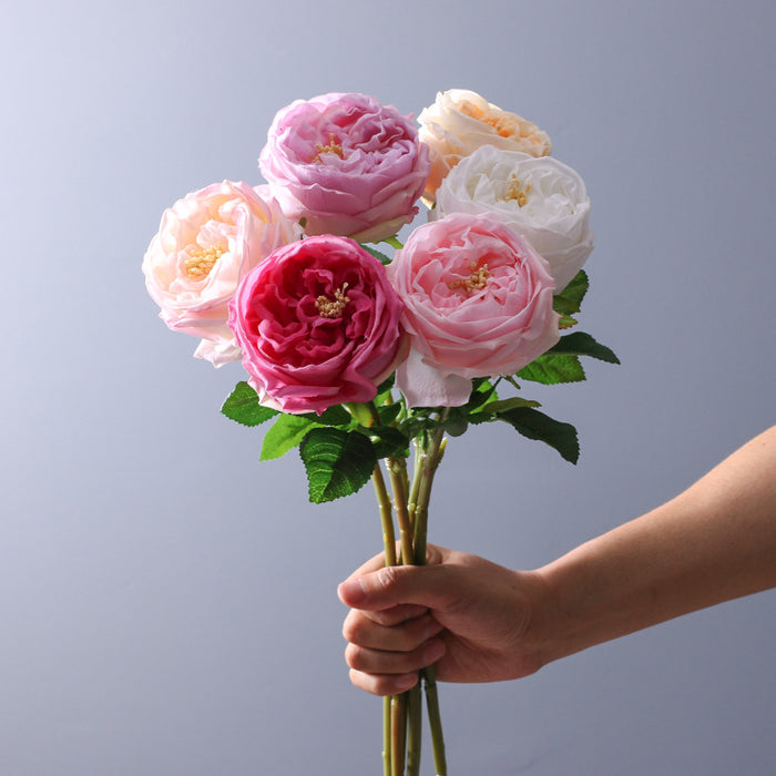 Venta al por mayor de flores artificiales de tacto Real de tallo de flores rosas de 17 "a granel 