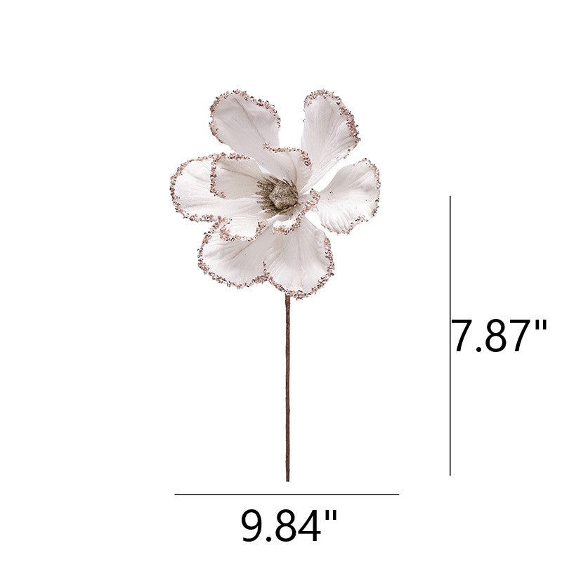 Gros poinsettia de Noël en velours bordeaux artificiel, ornements de fleurs de magnolia, pics floraux, tiges pour centre de table de Noël, vente en gros