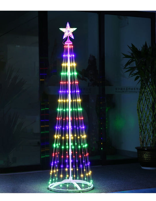 Bulk Prelit Xmas Cone Tree Lights with Star Topper Remote APP 205 LED Light 16 Colors Show Artificial Christmas Ornaments for Indoor Outdoor Decor Wholesale