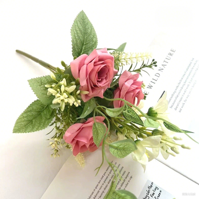 13.3-Inch Artificial Rose Flowers, Lifelike Faux Roses for Vase Arrangements, Home Decor, Wedding Bouquets