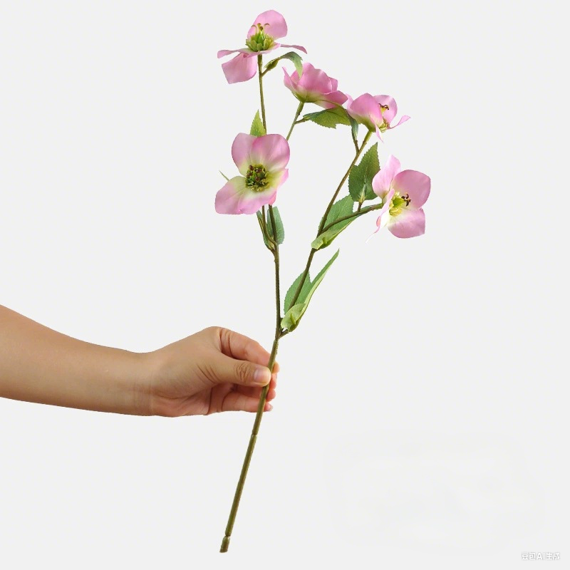 18 Inch Christmas Rose Artificial Flower, Single Stem 5-Head Faux Poinsettia, Realistic Silk Flower for Holiday Decor, Christmas Wreath, Mantel & Table Arrangements