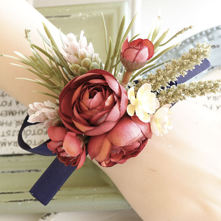 Bulk Retro Red Peony Daisy Boutonnieres and Corsage Wholesale