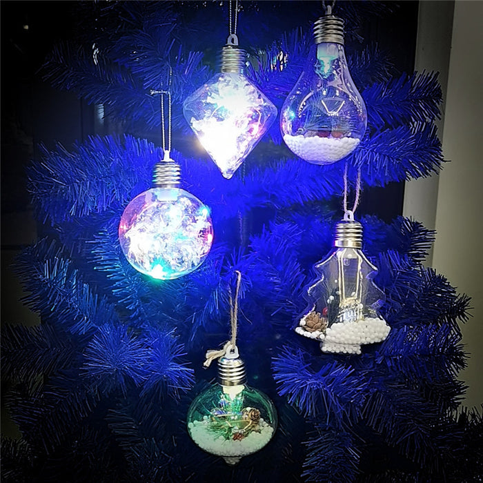 Bulk 5 Pcs Light Up Clear Xmas Ball Ornaments for Xmas Tree Decor Wholesale