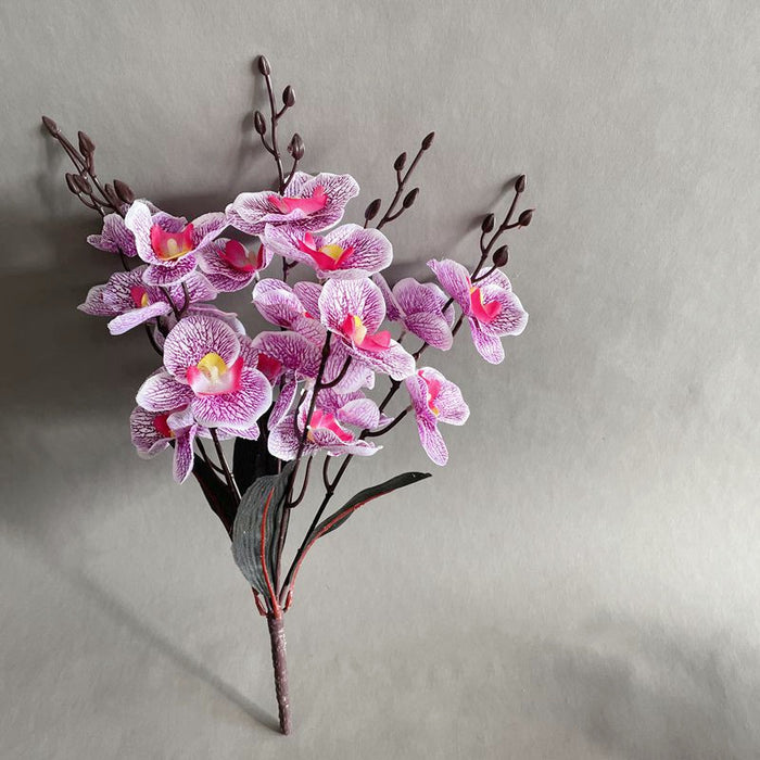 Exclusivo a granel 17" 4 arbustos flores artificiales Phalaenopsis mariposa orquídea arbusto para exteriores 
