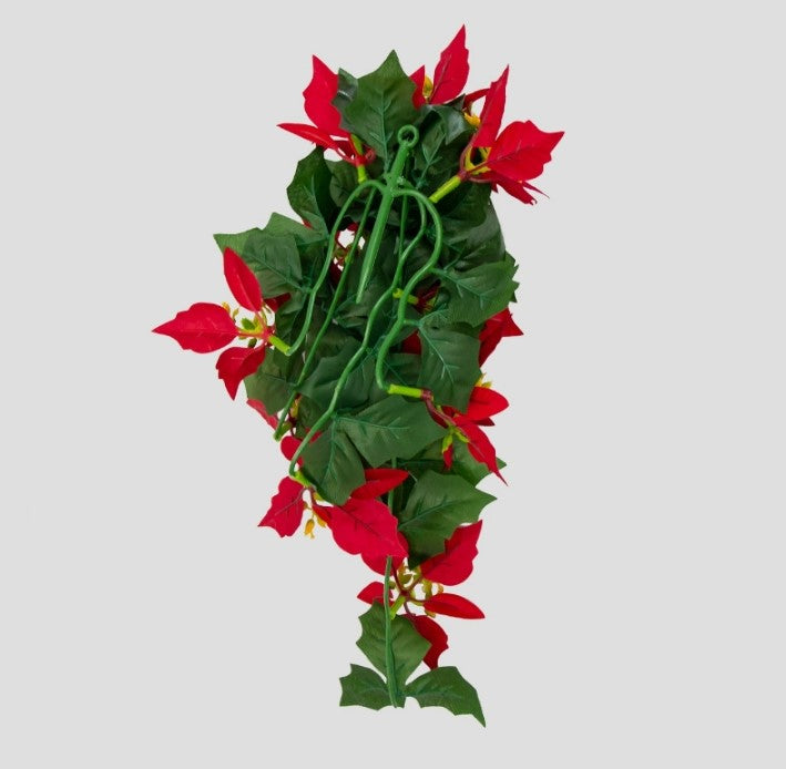Ornement floral artificiel suspendu en forme de larme de poinsettia de Noël en gros
