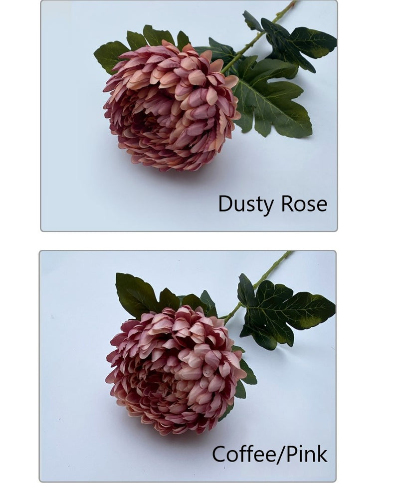 Lot de 5 tiges de bourgeons de fleurs artificielles Kiku, 14 couleurs, tiges de chrysanthème, fleurs d'automne, centre de table, vente en gros