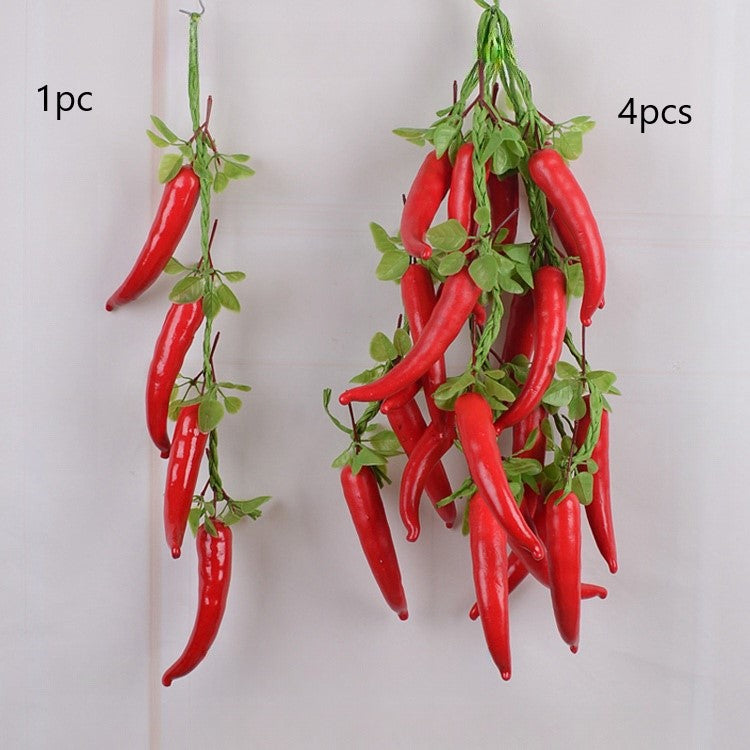 Adorno de verduras artificiales a granel Pimienta Colgante Cuerda Simulación Realista Hot Chili Vegetal Fruta Garland Vine para el hogar Cocina Granja Fiesta Decoración de la pared al por mayor 
