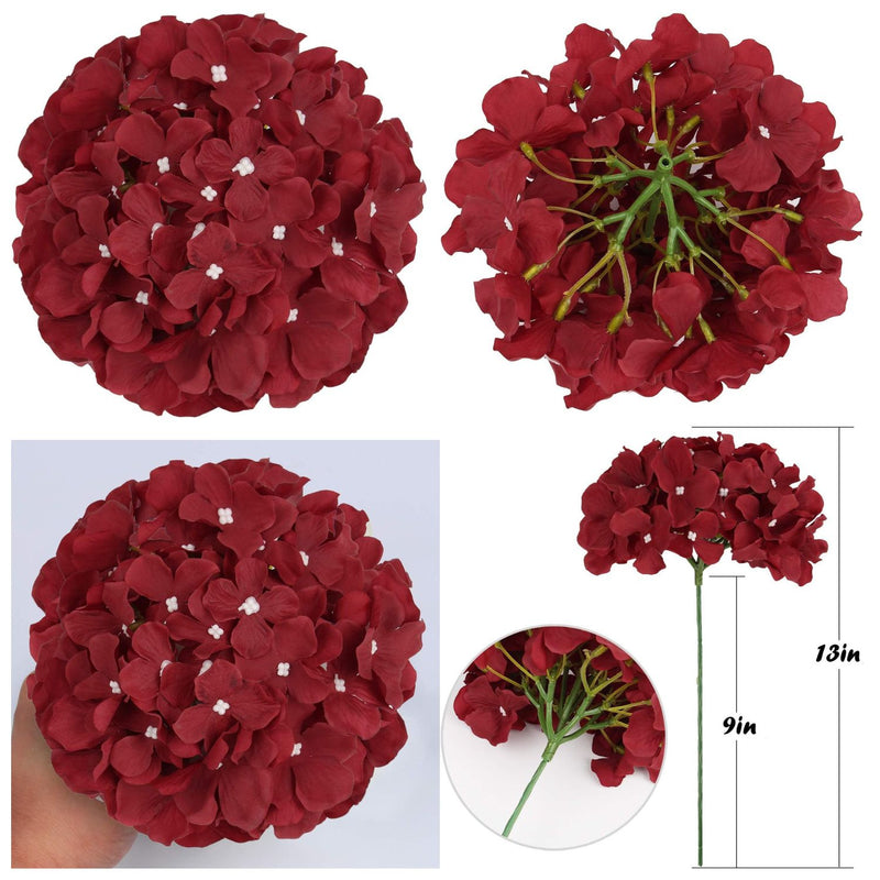 10Pcs Realistic Silk Hydrangea Heads - Beautiful Blueberry Blue Artificial Flowers for Wedding & Home Decor