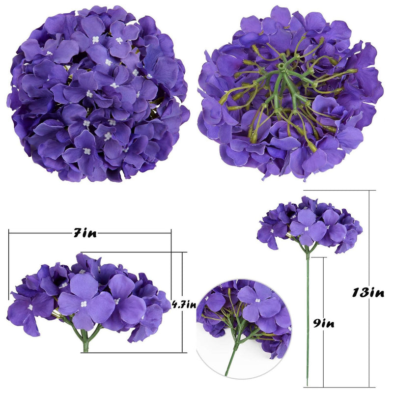 10Pcs Realistic Silk Hydrangea Heads - Beautiful Blueberry Blue Artificial Flowers for Wedding & Home Decor