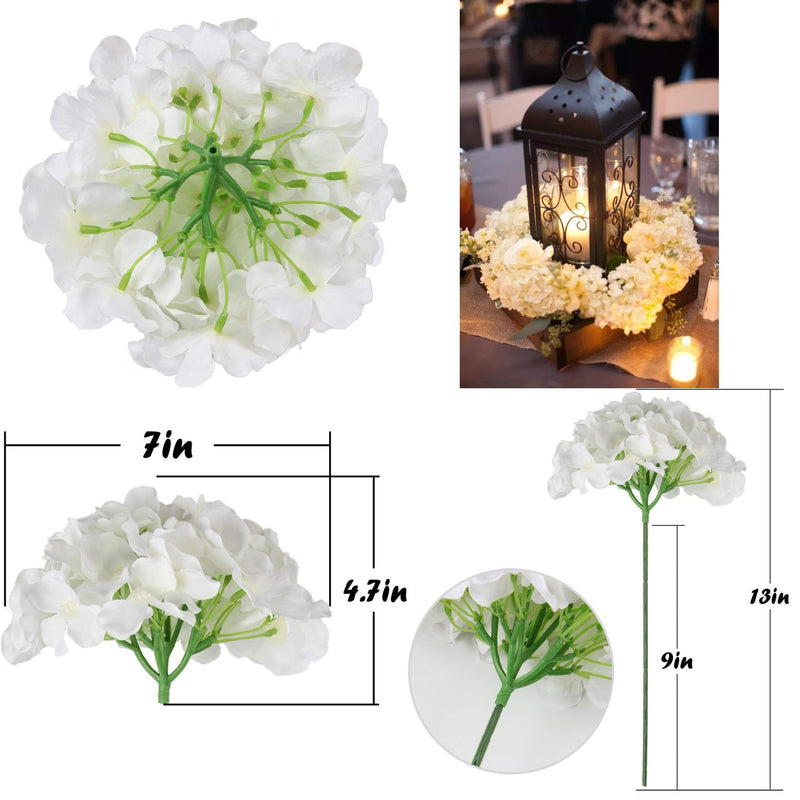 10Pcs Realistic Silk Hydrangea Heads - Beautiful Blueberry Blue Artificial Flowers for Wedding & Home Decor