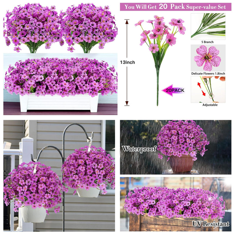 20 Bundles Vibrant Artificial Daisy Garland - UV Resistant Outdoor Hanging Flowers with Eucalyptus for Porch & Garden Decor (Lifelike Movement, Premium Silk Blend)