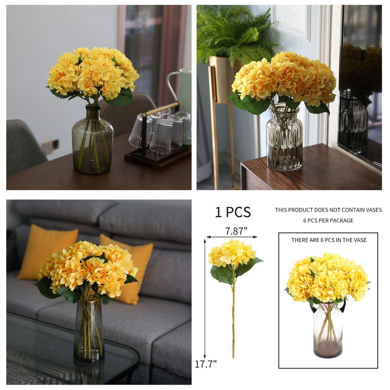 6Pcs Autumn Hydrangea Silk Flowers - Realistic Artificial Blooms for Wedding & Farmhouse Decor (12.6" Stems, 5.9" Heads, Easy to Fluff)