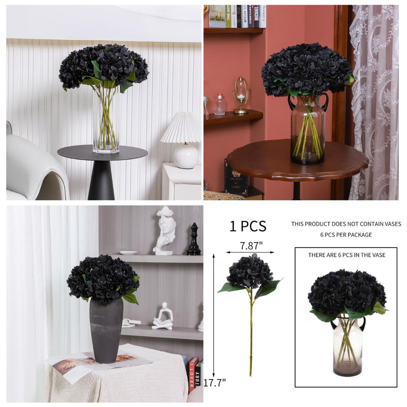 6Pcs Autumn Hydrangea Silk Flowers - Realistic Artificial Blooms for Wedding & Farmhouse Decor (12.6" Stems, 5.9" Heads, Easy to Fluff)