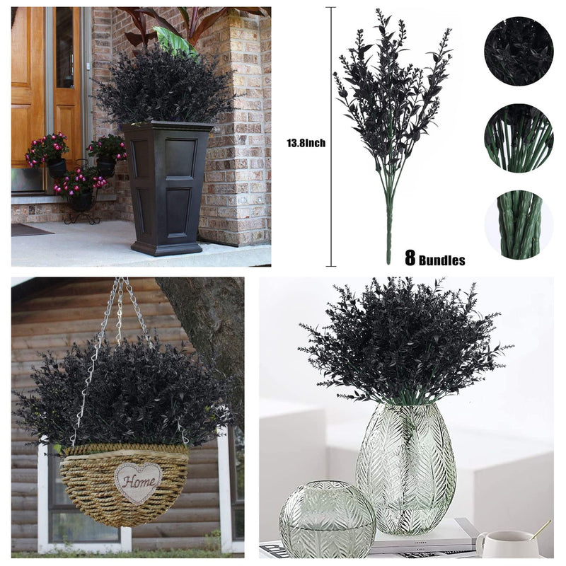 8 Bundles Premium Artificial Lavender - UV-Resistant Silk Shrubs for Outdoor Fences & Wedding Decor (Vibrant Purple Hues, Flexible Stems, Fade-Resistant Design)