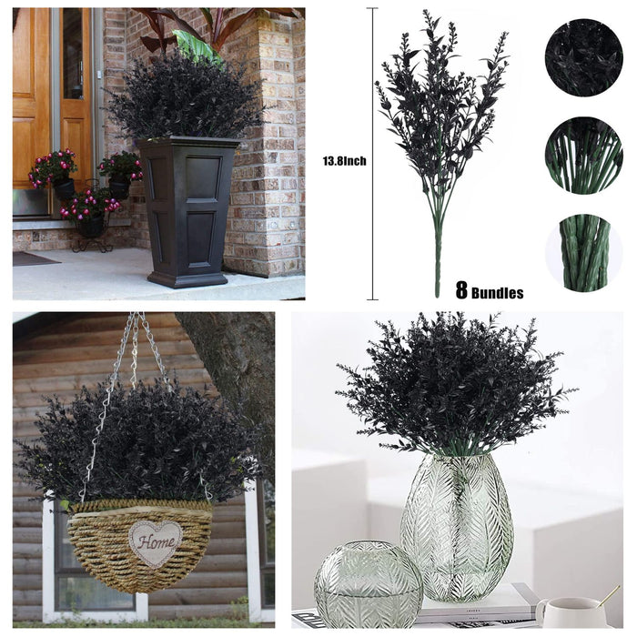 8 Bundles Premium Artificial Lavender - UV-Resistant Silk Shrubs for Outdoor Fences & Wedding Decor (Vibrant Purple Hues, Flexible Stems, Fade-Resistant Design)