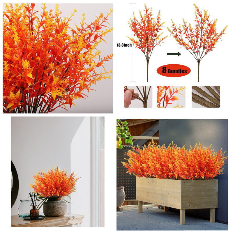 8 Bundles Premium Artificial Lavender - UV-Resistant Silk Shrubs for Outdoor Fences & Wedding Decor (Vibrant Purple Hues, Flexible Stems, Fade-Resistant Design)