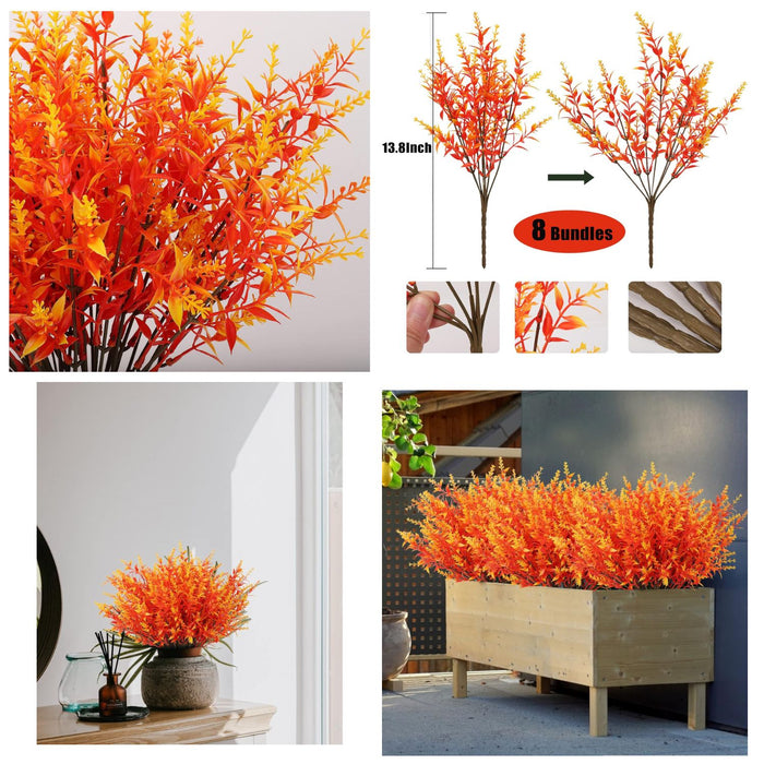 8 Bundles Premium Artificial Lavender - UV-Resistant Silk Shrubs for Outdoor Fences & Wedding Decor (Vibrant Purple Hues, Flexible Stems, Fade-Resistant Design)