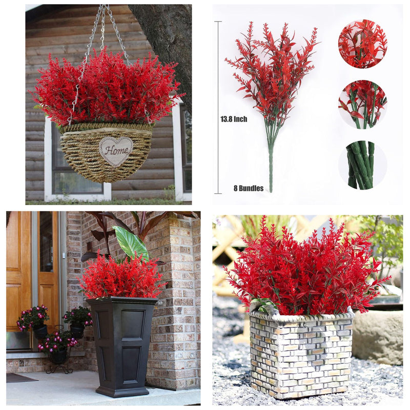 8 Bundles Premium Artificial Lavender - UV-Resistant Silk Shrubs for Outdoor Fences & Wedding Decor (Vibrant Purple Hues, Flexible Stems, Fade-Resistant Design)