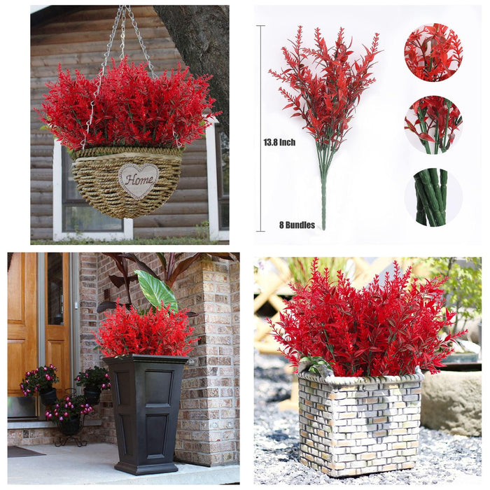 8 Bundles Premium Artificial Lavender - UV-Resistant Silk Shrubs for Outdoor Fences & Wedding Decor (Vibrant Purple Hues, Flexible Stems, Fade-Resistant Design)