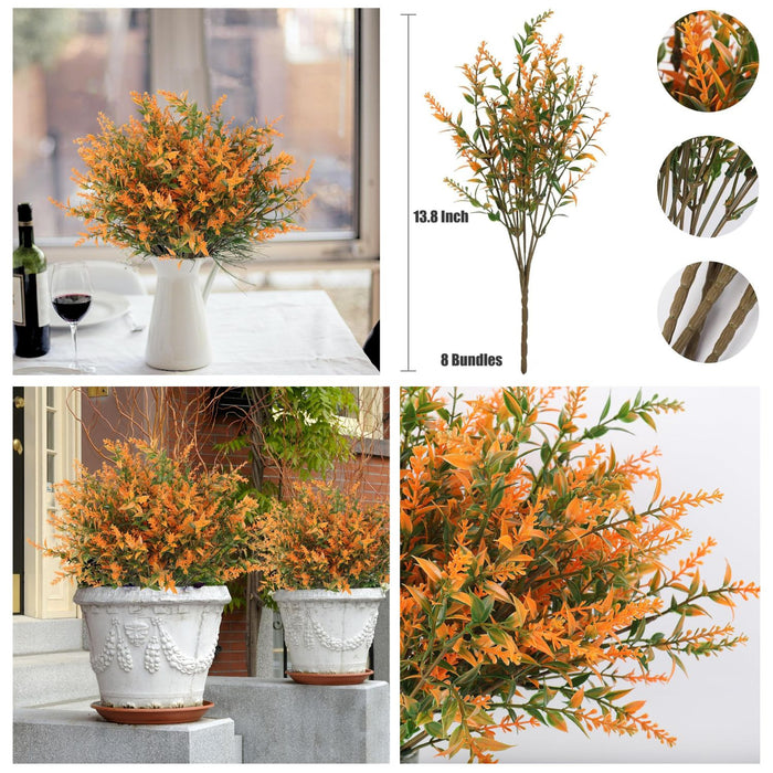 8 Bundles Premium Artificial Lavender - UV-Resistant Silk Shrubs for Outdoor Fences & Wedding Decor (Vibrant Purple Hues, Flexible Stems, Fade-Resistant Design)