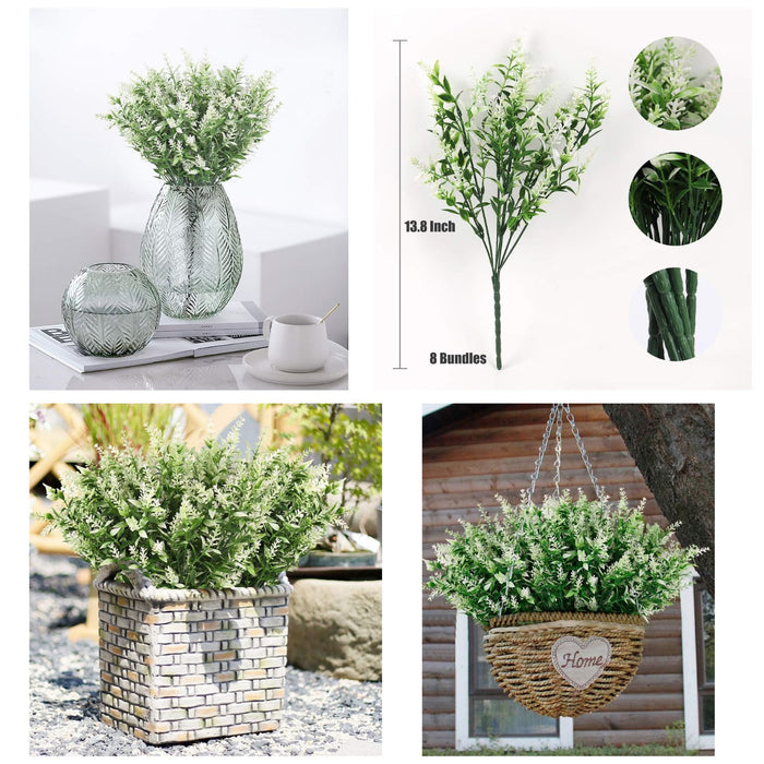 8 Bundles Premium Artificial Lavender - UV-Resistant Silk Shrubs for Outdoor Fences & Wedding Decor (Vibrant Purple Hues, Flexible Stems, Fade-Resistant Design)