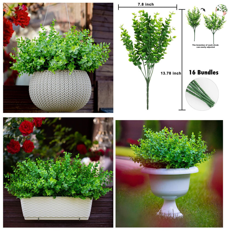 12 PCS Realistic Artificial Flowers - UV Resistant Outdoor/Indoor Plants for Pots & Planters (Lifelike Greenery, Desert Sun Tested）