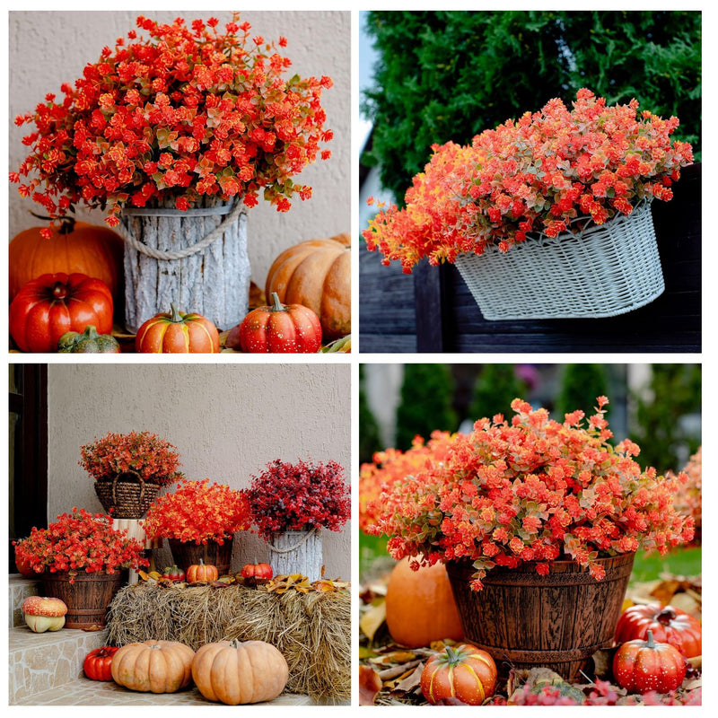 12 PCS Realistic Artificial Flowers - UV Resistant Outdoor/Indoor Plants for Pots & Planters (Lifelike Greenery, Desert Sun Tested）