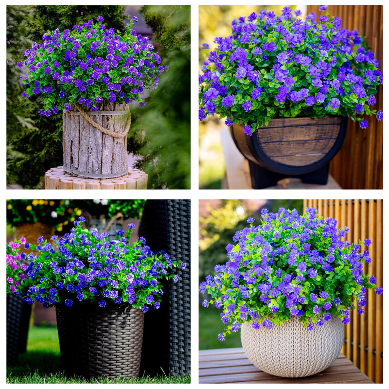 12 PCS Realistic Artificial Flowers - UV Resistant Outdoor/Indoor Plants for Pots & Planters (Lifelike Greenery, Desert Sun Tested）