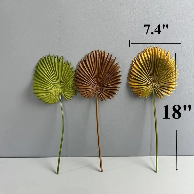 Bulk 18" Fan Palm Leaves with Stems Tropical Artificial Plant for Wedding Wholesale