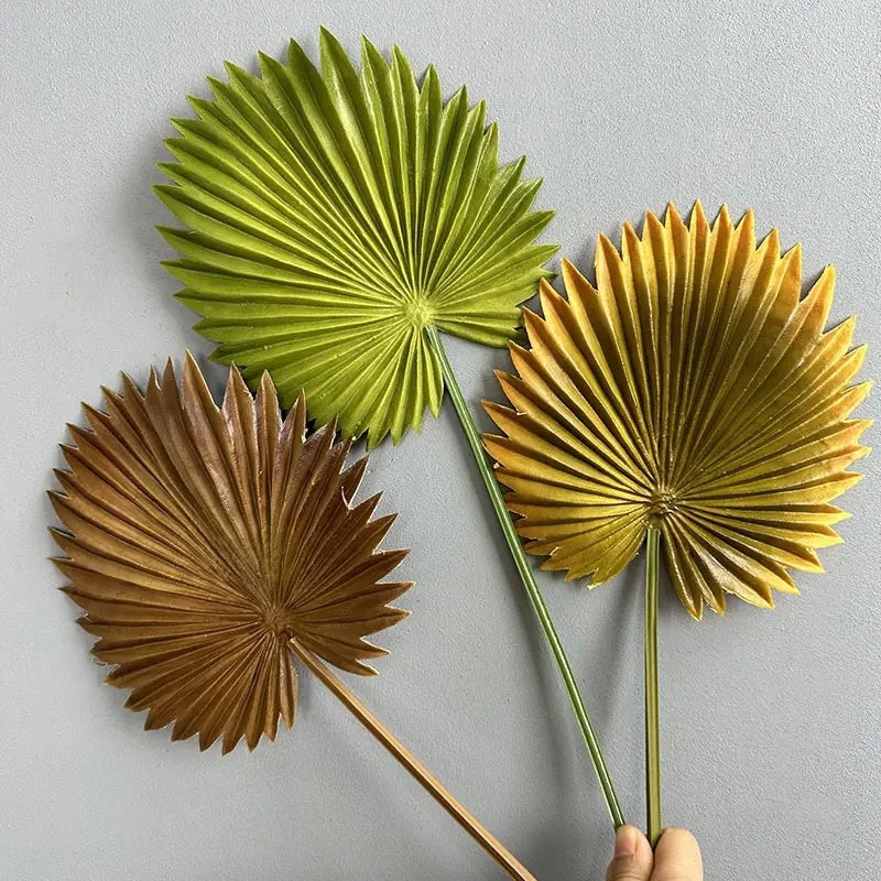 Bulk 18" Fan Palm Leaves with Stems Tropical Artificial Plant for Wedding Wholesale