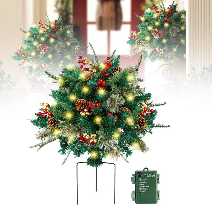 Bulk Lighted Artificial Christmas Urn Filler 2025 New Christmas Pre-lit Bushes for Outdoors Wholesale