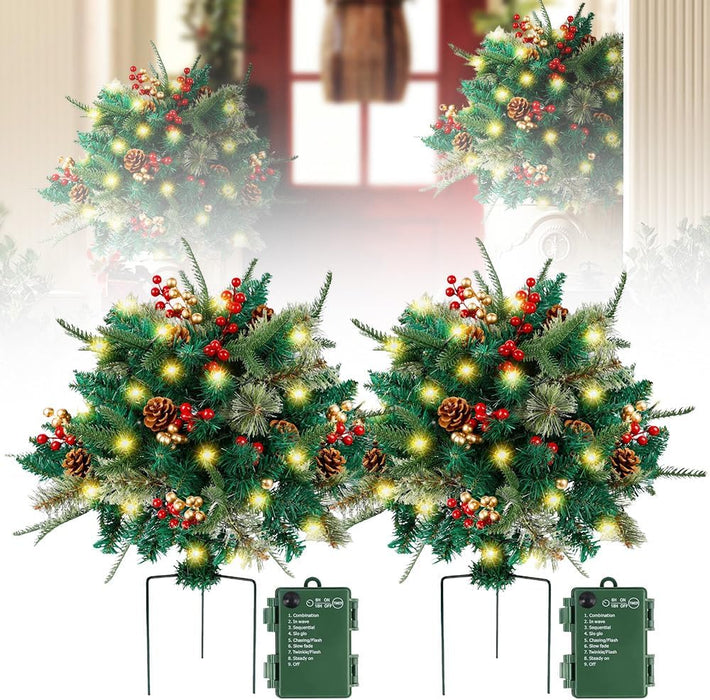 Bulk Lighted Artificial Christmas Urn Filler 2025 New Christmas Pre-lit Bushes for Outdoors Wholesale