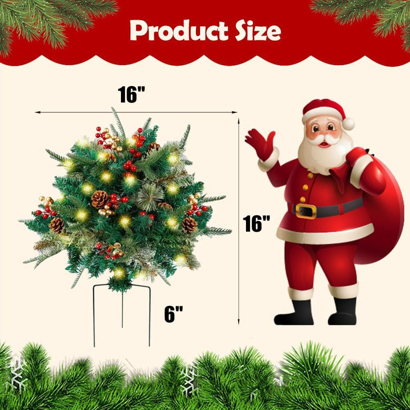 Bulk Lighted Artificial Christmas Urn Filler 2025 New Christmas Pre-lit Bushes for Outdoors Wholesale