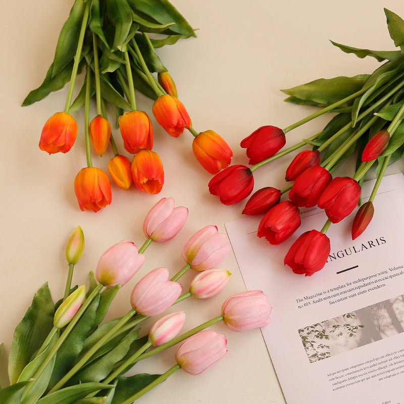 Bulk 2025 Upgraded Real Touch Artificial Tulips Bouquet Latex Tulip Flowers Wholesale