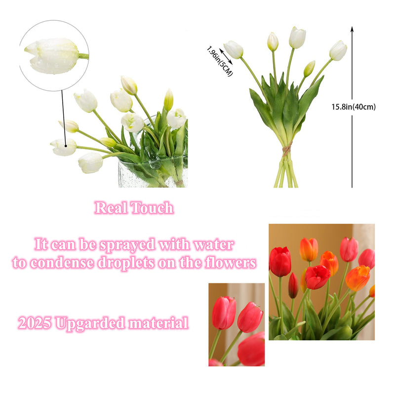 Bulk 2025 Upgraded Real Touch Artificial Tulips Bouquet Latex Tulip Flowers Wholesale