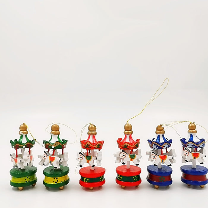 Bulk 6 Pcs Carousel Ornament Sets with Rope for Xmas Tree Decor Wholesale