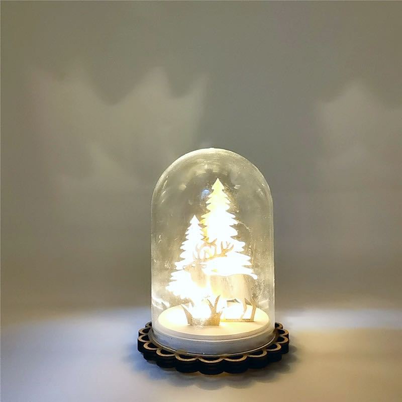 Ornement en verre en forme de cloche en vrac LED arbre de Noël avec base décor de bureau en gros
