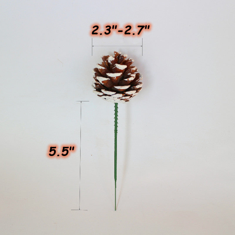 Bulk 20Pcs 2 Inch Christmas Natural Pine Cones Picks Snow Tipped Wholesale