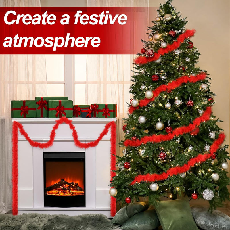 Bulk 3 Pack 20 Foot Christmas Feather Garland - Perfect for Xmas Tree, Mantel & Holiday Decor Wholesale