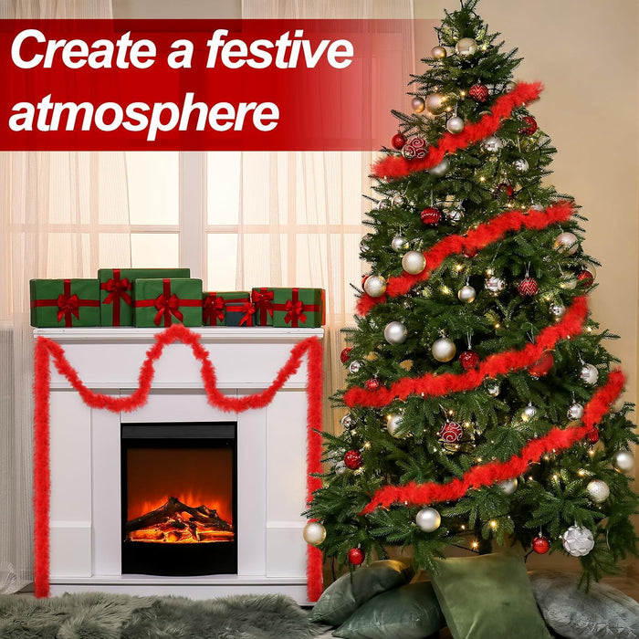 Bulk 3 Pack 20 Foot Christmas Feather Garland - Perfect for Xmas Tree, Mantel & Holiday Decor Wholesale