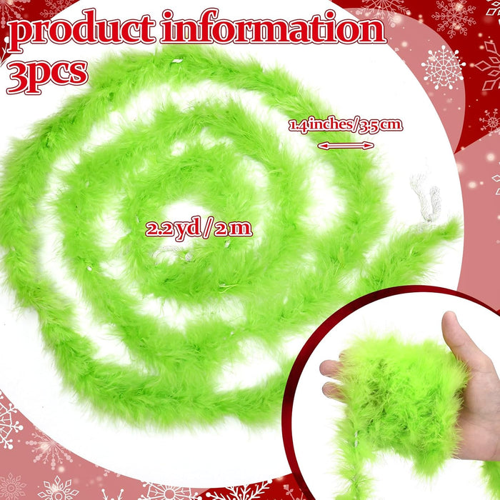 Bulk 3 Pack 20 Foot Christmas Feather Garland - Perfect for Xmas Tree, Mantel & Holiday Decor Wholesale