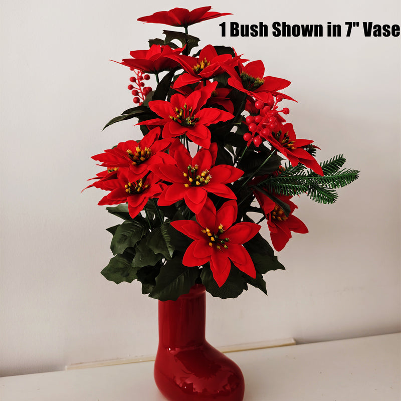 Bulk Artificial Poinsettia Christmas Bouquet, Premium Holiday Decoration, Perfect for Christmas Yard Decor, Indoor Tabletop/Entryway Ornament