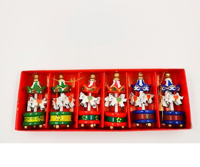 Lot de 6 ornements de carrousel en vrac avec corde pour décoration d'arbre de Noël en gros