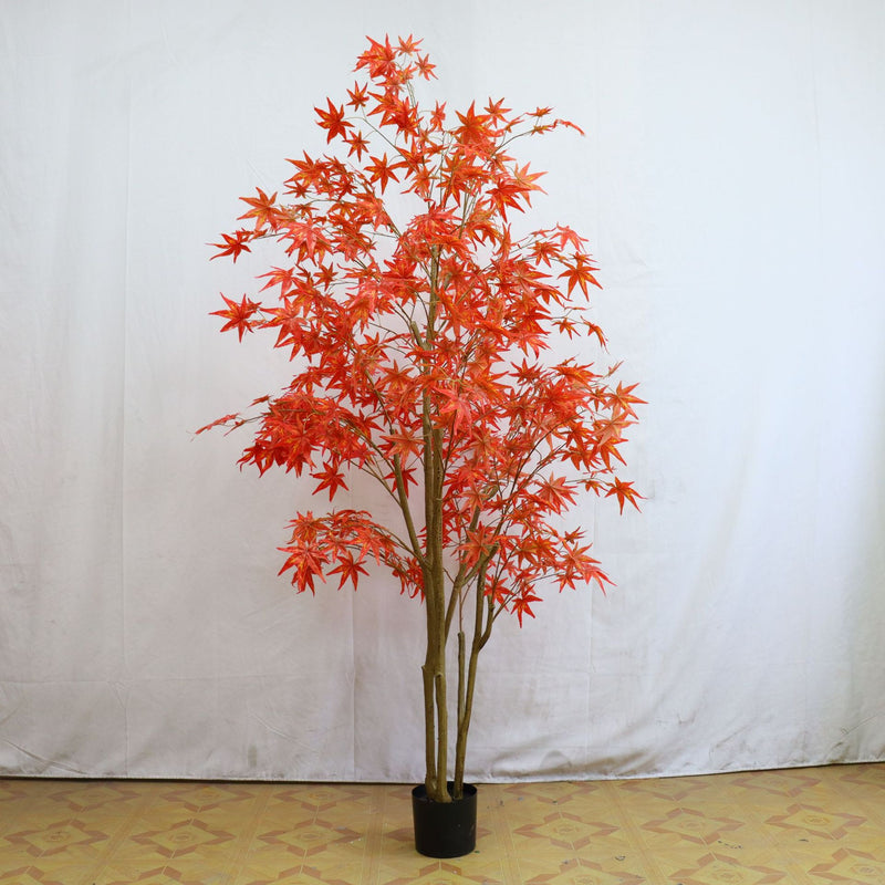Bulk Artificial Japanese Maple Silk Tree Lifelike Tree Fall Plant with Basket Decoration Wholesale