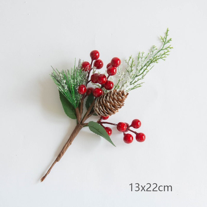 Bulk Artificial Christmas Picks Red Berry Stems Faux Pine Picks