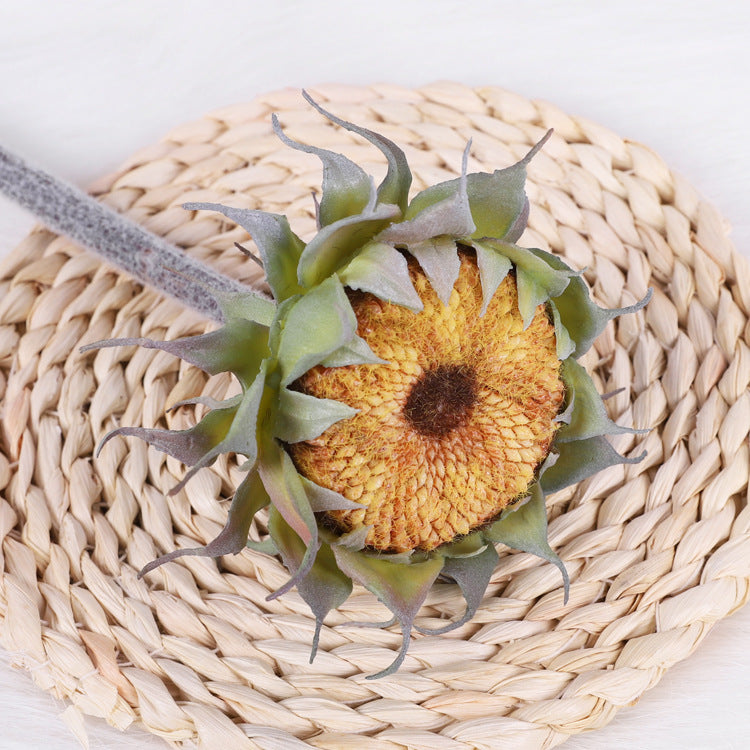 Artificial Sunflower Single Stem, Faux Sunflower with Bendable Stem, Yellow, Green or Brown, Wedding Table Decor, Home Decor