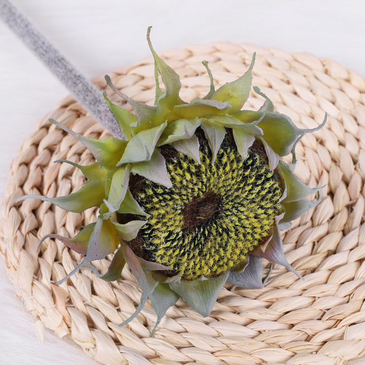 Artificial Sunflower Single Stem, Faux Sunflower with Bendable Stem, Yellow, Green or Brown, Wedding Table Decor, Home Decor