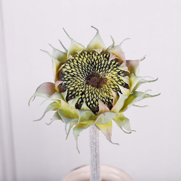 Artificial Sunflower Single Stem, Faux Sunflower with Bendable Stem, Yellow, Green or Brown, Wedding Table Decor, Home Decor