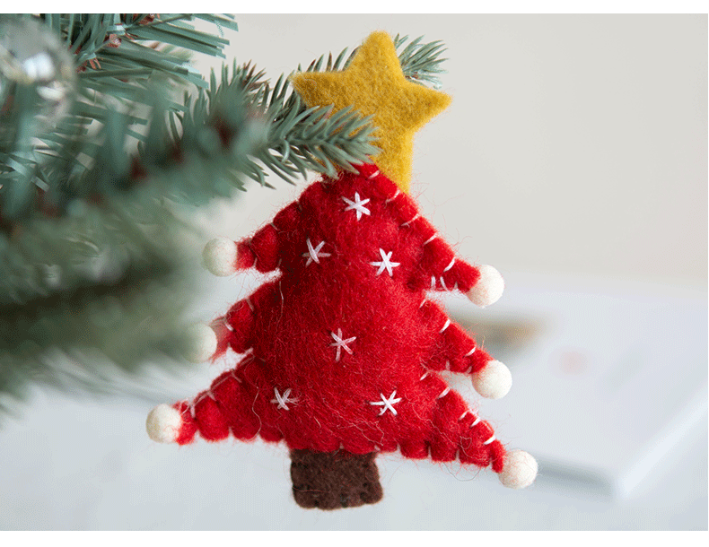 Lot de 6 pendentifs en feutre de laine en forme de flocon de neige à suspendre pour sapin de Noël, décorations de fête du Nouvel An, vente en gros